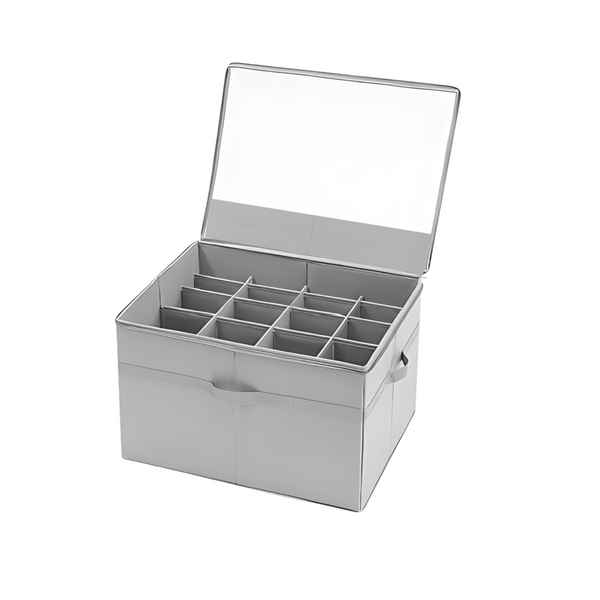 Qoolish Grey 16-Pair Shoe Organizer - Clear, Compact, Durable Shoe Storage for Organized Footwear