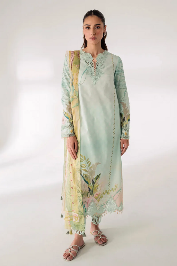 Qalamkar Luxury Lawn Embroidered 3 Piece Unstitched Ar-04 Nella