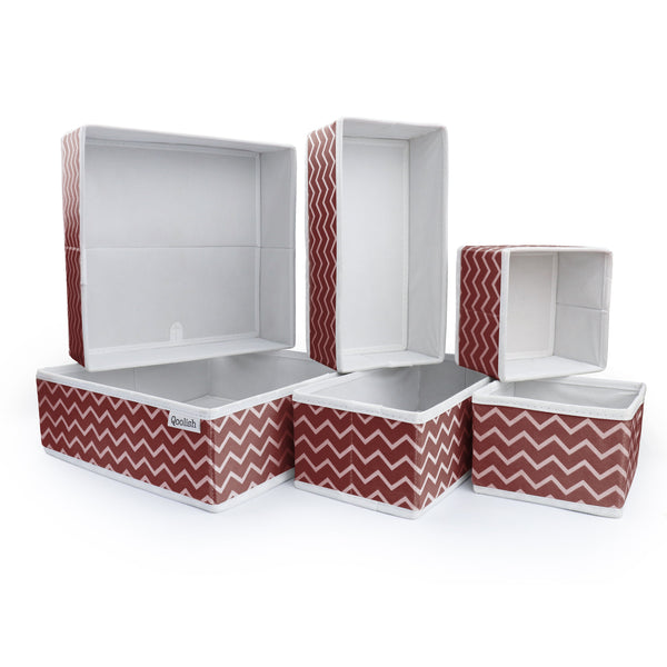 Qoolish Pack of 6 Brown Strip Drawer Organizer
