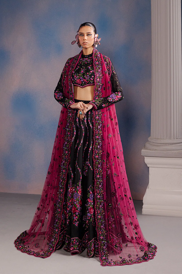 Ahmed Manan Black Wedding Edition Fully Hand Made Raw Silk MALALLS