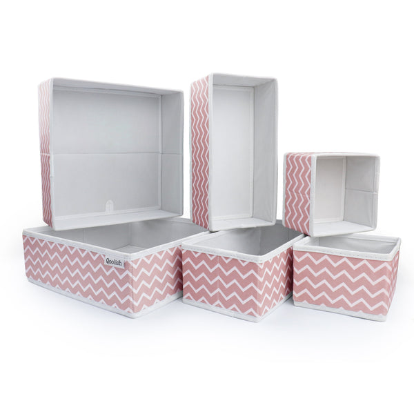 Qoolish Pack of 6 Pink Drawer Organizer Set