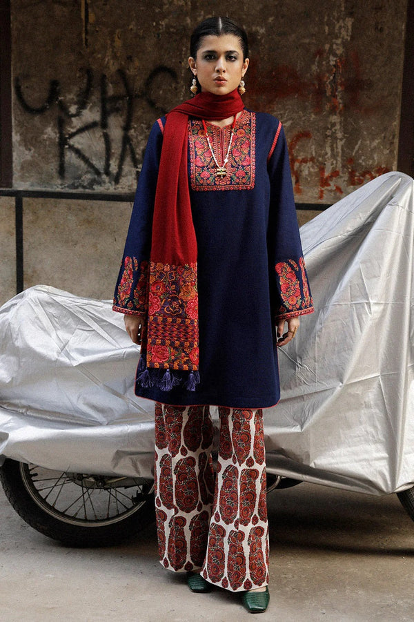 Jugnu Luxury Lawn Embroidered 3 Piece Unstitched - Mosaic Scarf