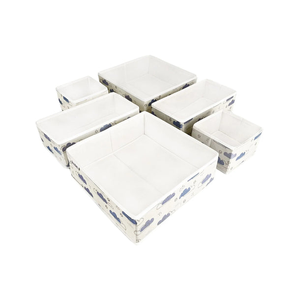 Qoolish 6-Pack Drawer Organizers: Dreamy Clouds Cool Blue Hues