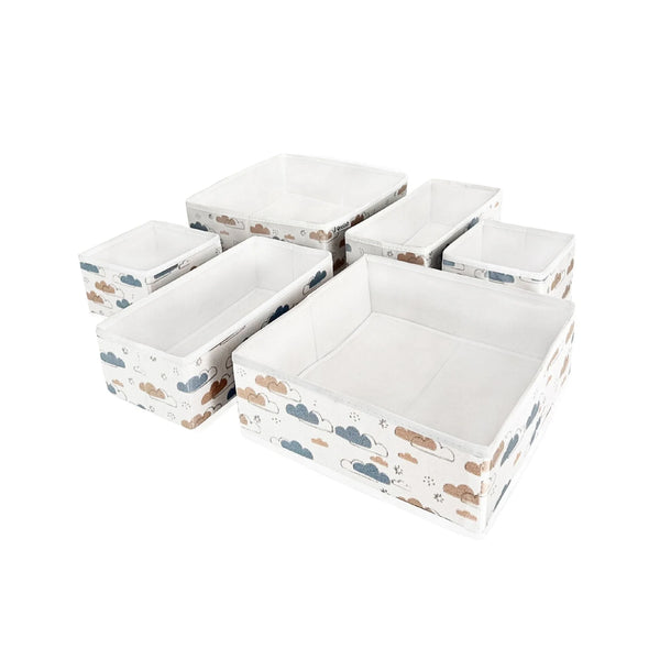 Qoolish 6-Pack Drawer Organizers: Dreamy Clouds Warm Neutral Hues